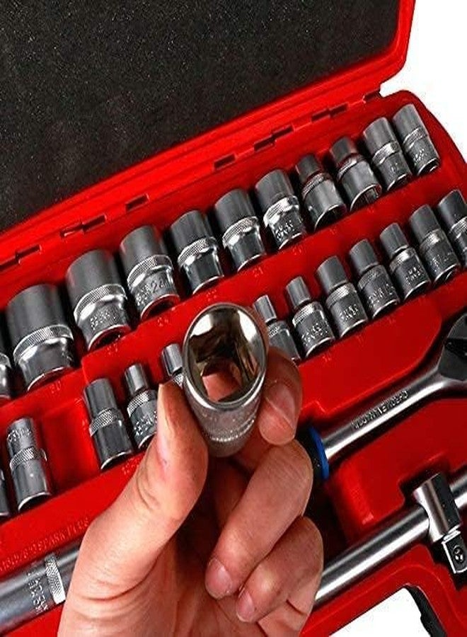 HELLARO 32Pcs Heavy 1/2" inch Combinational Ratchet Socket Wrench Spannar Tool Goti Set with Carry Box for Automobiles/Bike/Car Repair Tool Kit Socket Set (Pack of 32) (32pc in Red box) - Image 2