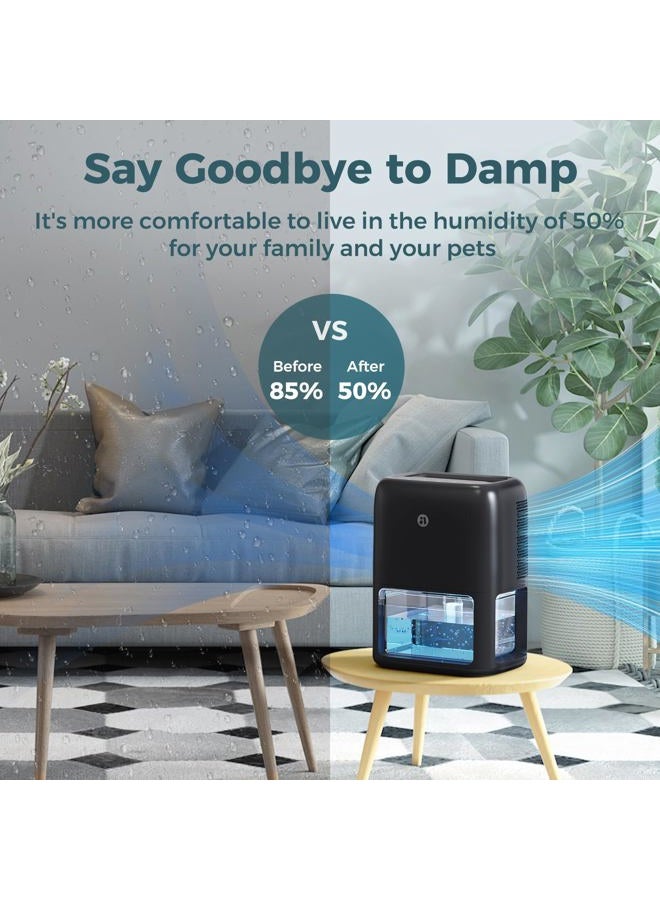 BREEZOME 60 OZ Dehumidifiers for Home, Dual-Semiconductor Quiet Dehumidifier with Timer Auto-Off Sleep Mode 7 Colors Light Portable Small Dehumidifiers for Bathroom, Cloakroom, RV, Black - Image 3