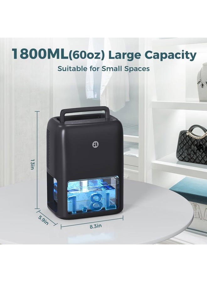 BREEZOME 60 OZ Dehumidifiers for Home, Dual-Semiconductor Quiet Dehumidifier with Timer Auto-Off Sleep Mode 7 Colors Light Portable Small Dehumidifiers for Bathroom, Cloakroom, RV, Black - Image 4