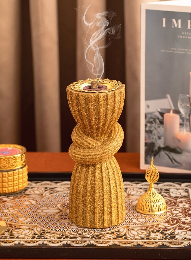 Resin Aroma Diffuser Handheld Incense Burner – Sequin Curtain Design Candle Holder Home Decor Gift - Image 1