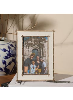 Enhabit Enhabit Table Top Photo Frame with Stand Wall Picture Frame For Home Decor Office Bedroom Living Room Metal and Glass Material Holds 1 Photo of Size 4 Inch x 6 Inch White Gold Medium  - Image 3