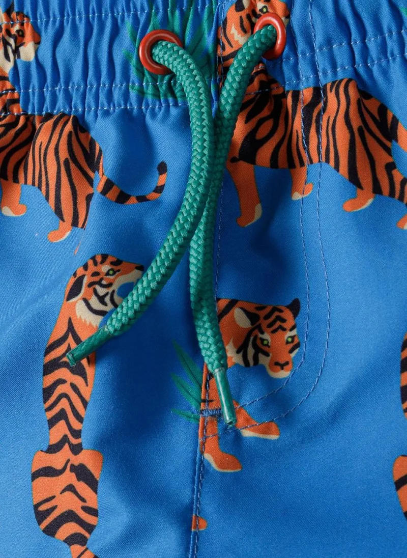 MINOTI Kids' Swim Shorts with Elastic Waist and Drawstring