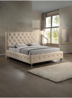 Bed and Mattress Zone Diamond Sam Tufted Upholstered Bed 190x90 Single Size Beige Color 