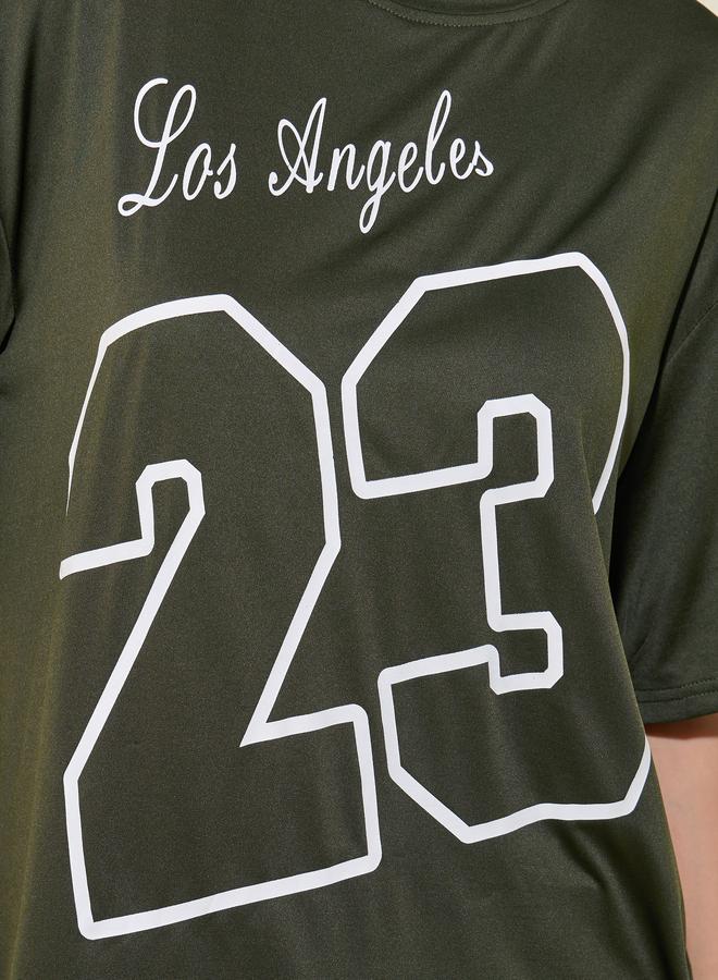 Take Two Women Khaki Graphic Printed Short Sleeve Oversized T-Shirt - Image 3