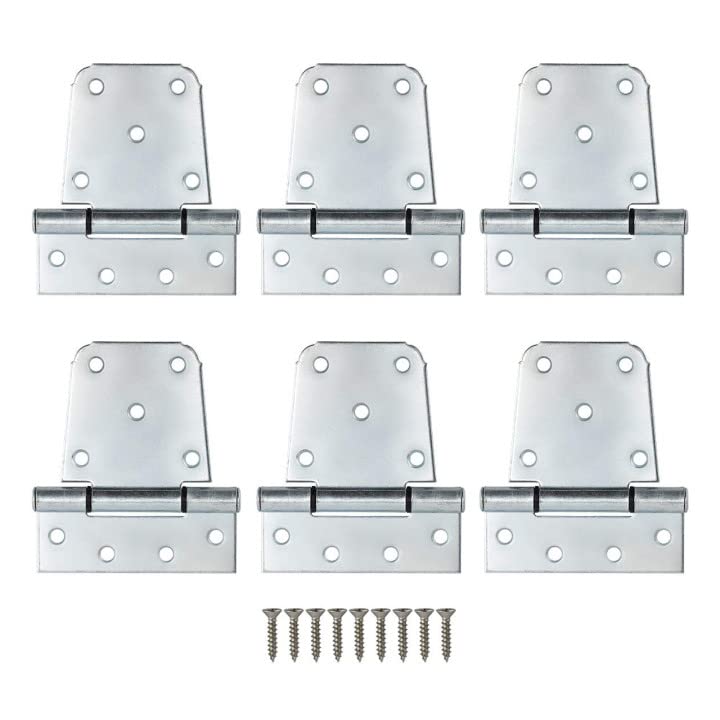 HOME MASTER HARDWARE 312 inch Heavy Duty T Gate Hinges Shed Door Hinges with Screws 6 Pack Zinc Plated