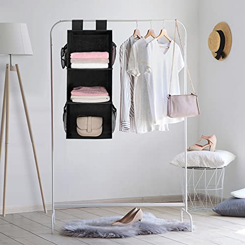 MAX Houser 3-Shelf Hanging Closet Organizer, Hanging Sweater Organizer, Foldable Hanging Shelves for Closet with 2 Velcro, Black - Image 5