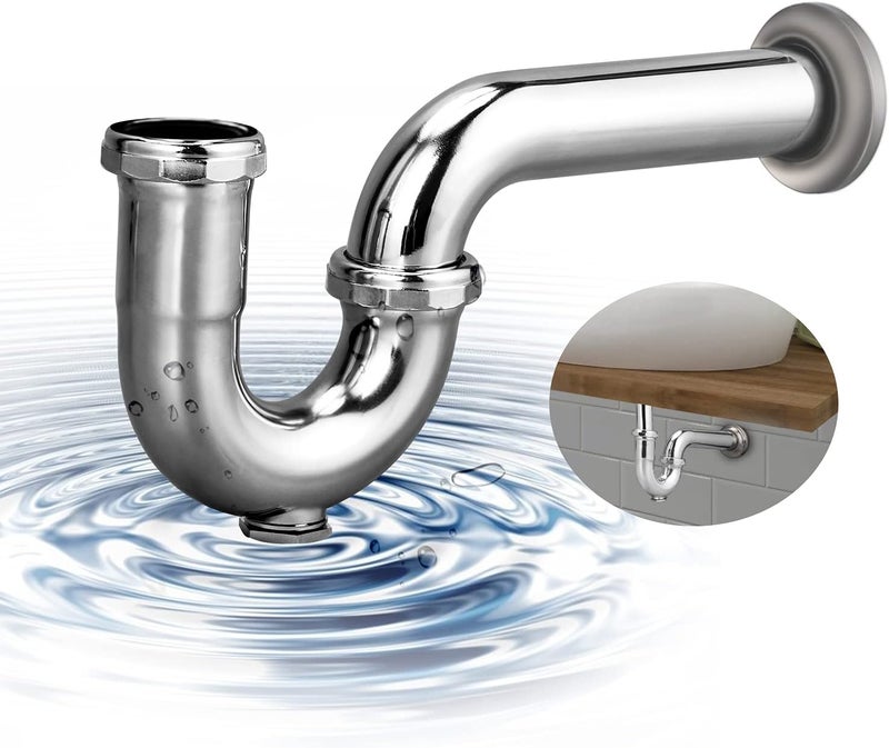 Zm Brass P-Trap Pipe with Clean Out Basin Sink Waste Kit with Reducing Washer 1-1/2'' 22GA - Image 1