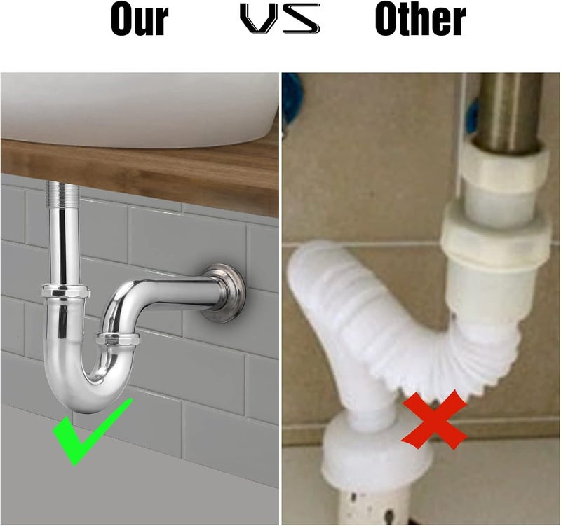 Zm Brass P-Trap Pipe with Clean Out Basin Sink Waste Kit with Reducing Washer 1-1/2'' 22GA - Image 3