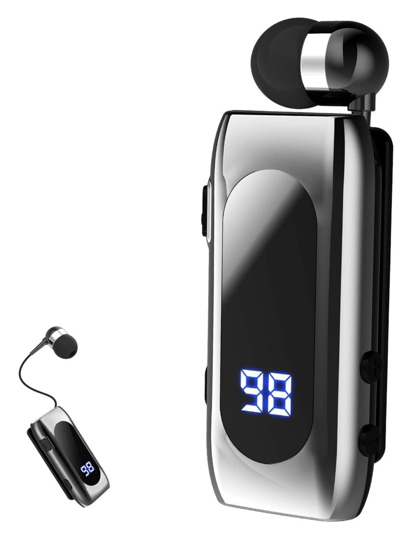 SYOSI Retractable Bluetooth Headphones Collar Clip Bluetooth Headsets Wireless Earphone Display Quick Charger Handsfree Earbuds v5.2 with Microphone for Cell Phone - Image 1