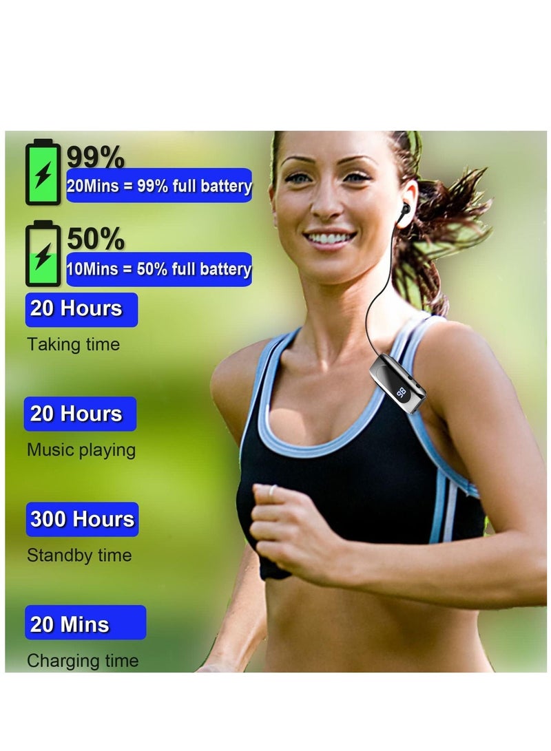 SYOSI Retractable Bluetooth Headphones Collar Clip Bluetooth Headsets Wireless Earphone Display Quick Charger Handsfree Earbuds v5.2 with Microphone for Cell Phone - Image 4