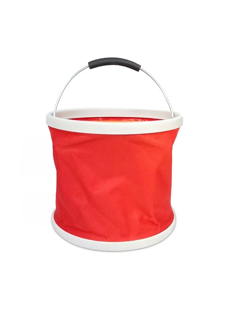 Beauenty Water Bucket For Travelling Camping Fishing Gardening Car Washing 9-11L Capacity -Red 1PC Multifunctional Space Saving Foldable  Portable Collapsible - Image 3