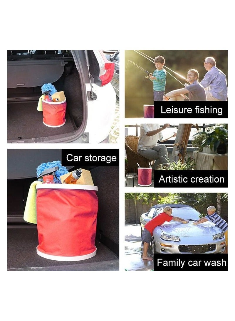 Beauenty Water Bucket For Travelling Camping Fishing Gardening Car Washing 9-11L Capacity -Red 1PC Multifunctional Space Saving Foldable  Portable Collapsible - Image 5