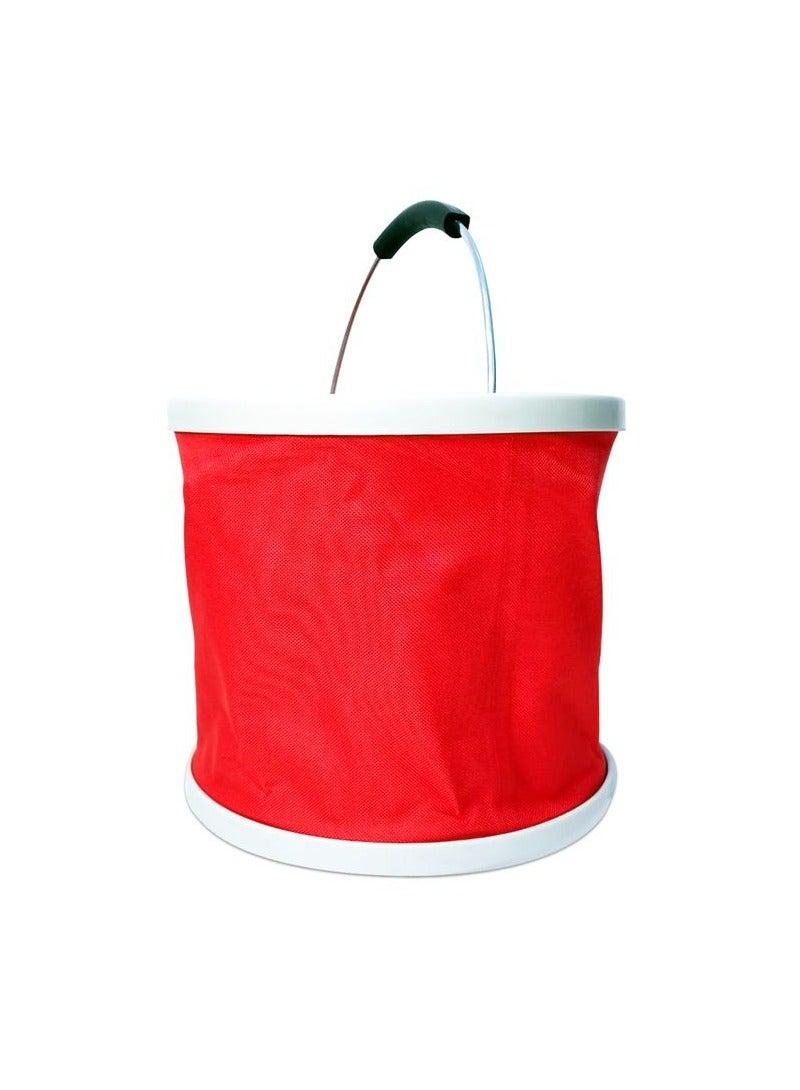 Beauenty Water Bucket For Travelling Camping Fishing Gardening Car Washing 9-11L Capacity -Red 1PC Multifunctional Space Saving Foldable  Portable Collapsible - Image 1