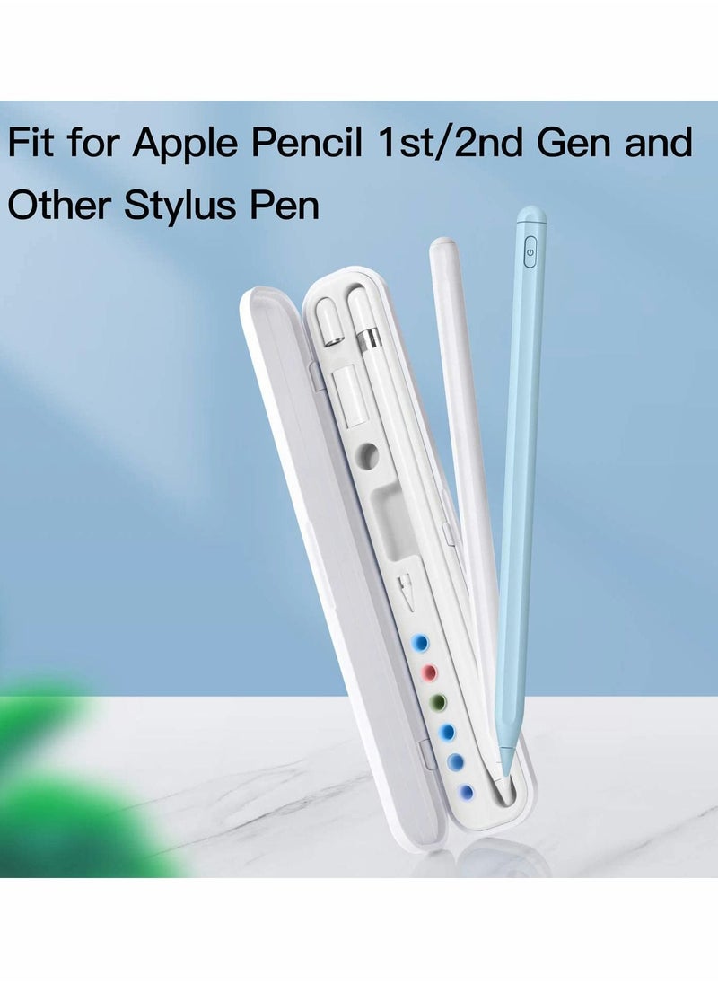 Y&D - Case for Apple Pencil 1st/2nd Generation, Capacitive Pen Tip Cover Adapter Accessories Case, Storage Box and Tips, Protective (White) - Image 1