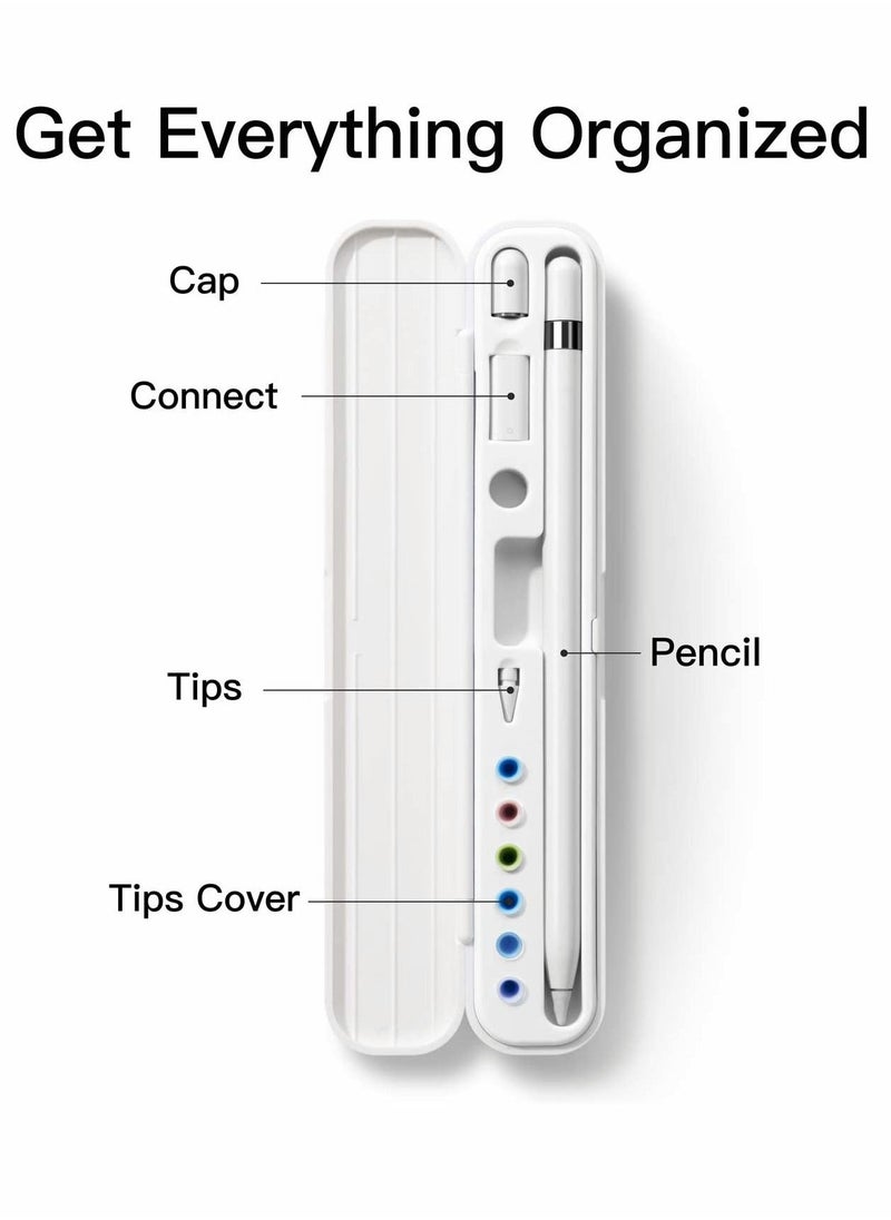 Y&D - Case for Apple Pencil 1st/2nd Generation, Capacitive Pen Tip Cover Adapter Accessories Case, Storage Box and Tips, Protective (White) - Image 1