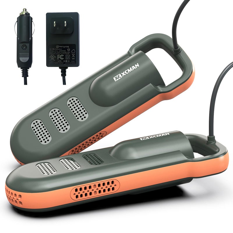 XCMAN Portable Shoe Dryers and Boot DryerBoot dryer for winter Boots Work Boots Rain Boots Tennis Shoes Ski Boot LinersWith integrated fan and heaterUltra Silent  12V DCAC Converter US Plug