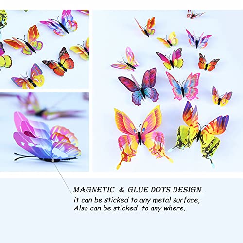 OPSEAM Butterfly Wall Decor 24/48 PCS, 3D Butterflies Stickers for Party Decorations with Magnets(Multiple Colour, 24) - Image 2