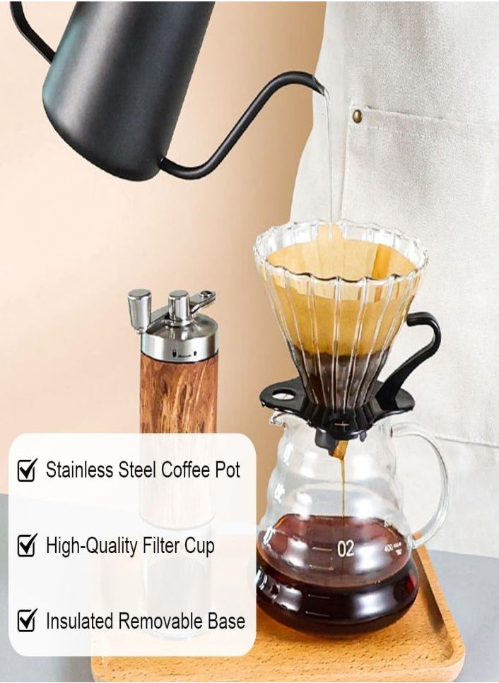 XVersion Pour Over Coffee Makers (10 Pcs Set) V60 Drip Coffee Set with Glass,Coffee Grinder,Kettle,Filter Paper,Coffee Scale,Coffee Spoon,Hand Mill,Server,Coffee Maker kit for Home/Camping/Gift/Travel  - Image 5