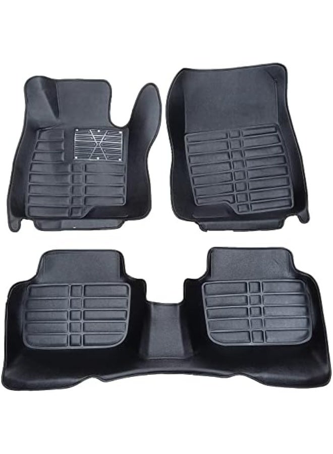Premium 5D Car Floor Mats (3 Pieces) - 10mm Thick Compressed Leather & Full Protection - Durable and Stylish Custom Fit for Tiguan (2020)