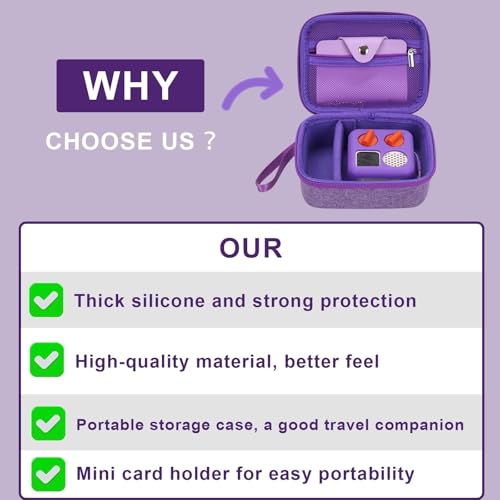 YouKnow Hard Case and Silicone Cover for Yoto Mini Player, Kids Audio Music Accessory with Card Case Holder for up to 10 Cards (Purple) - Image 3