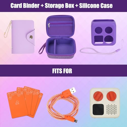 YouKnow Hard Case and Silicone Cover for Yoto Mini Player, Kids Audio Music Accessory with Card Case Holder for up to 10 Cards (Purple) - Image 2