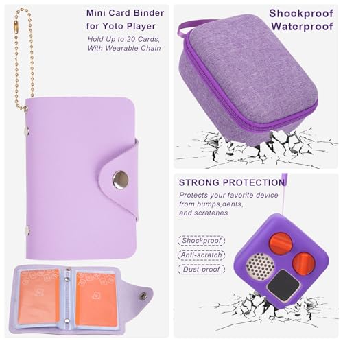 YouKnow Hard Case and Silicone Cover for Yoto Mini Player, Kids Audio Music Accessory with Card Case Holder for up to 10 Cards (Purple) - Image 5