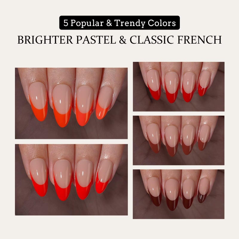 BTArtboxnails XCOATTIPS French Tip Press on Nails - Red French Tip Nails Almond Medium, Red French Press on Nails 150Pcs, Soak Off Soft Gel Nail Extension - Image 5