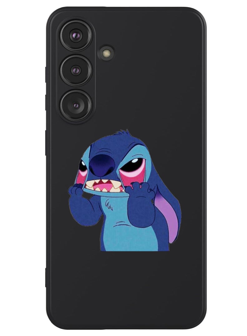 Theodor Protective Slim Fit Case Liquid Silicone Cover with Full Body Protection Anti-Scratch Shockproof Case For Samsung Galaxy S24 Plus (Black) - Stitch - Image 1