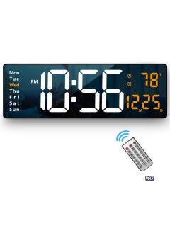 TIGER Plastic Digital Wall Clock, 16.2-Inch Large LED Display, Remote Control, Automatic Brightness Dimmer, Big Clock with Date, Week, and Temperature – Modern Digital Clock for Home, Office, Living Room (Black)  - Image 1