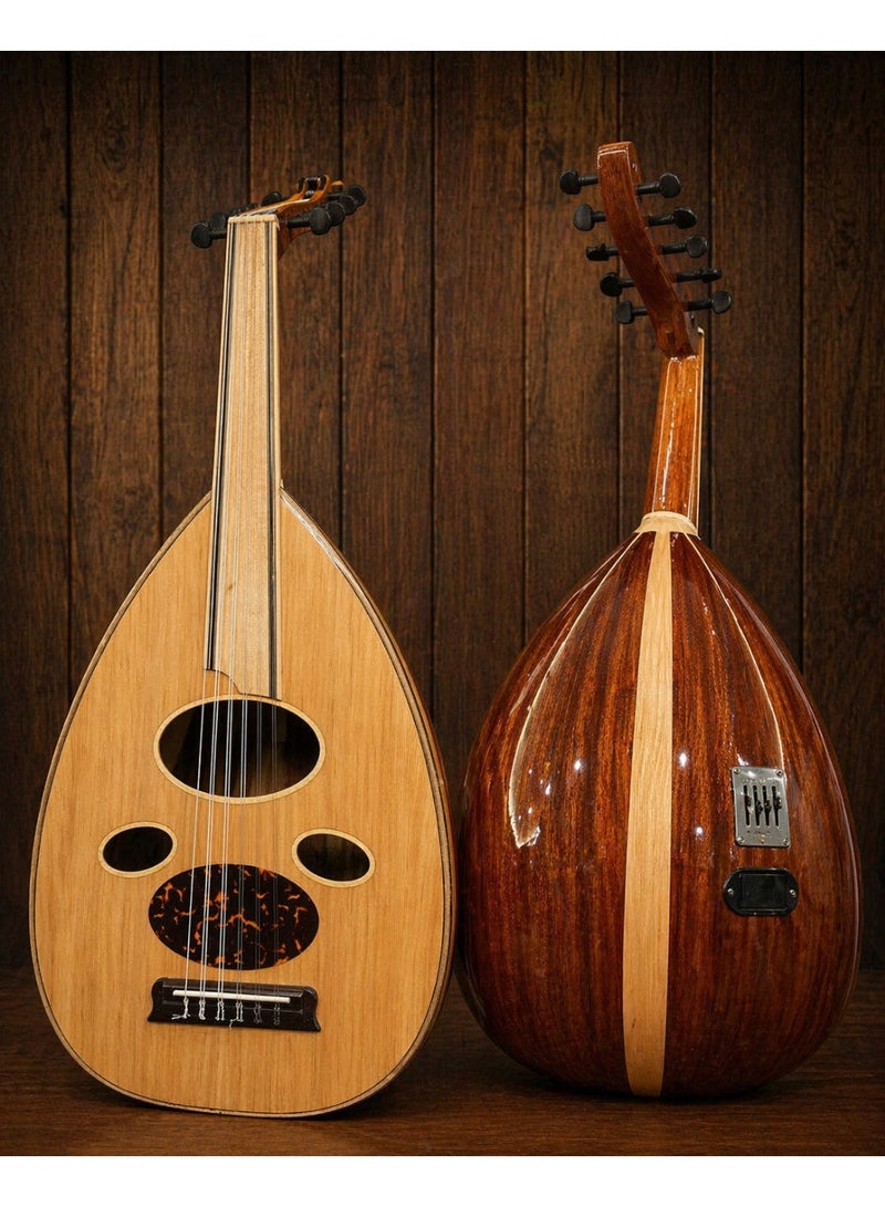 Musical Oud Zeryab Electric and Acoustic Iraqi Model 8 Cedar Top Mahogany Lemon Back