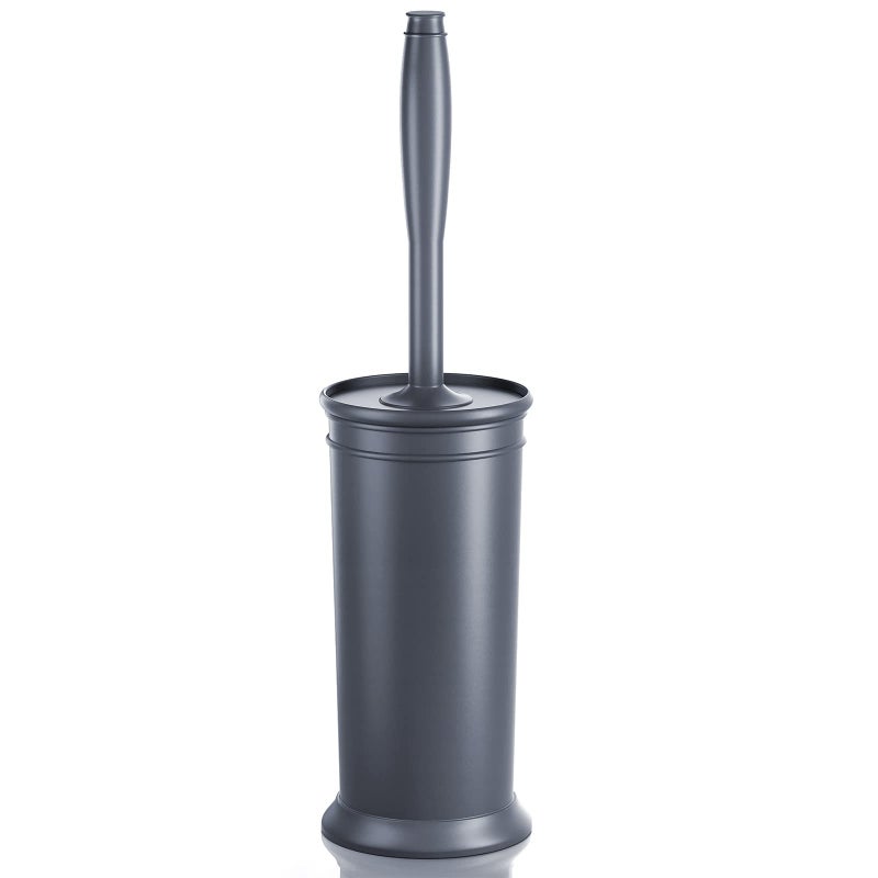 uptronic UPTRONIC Toilet Brush Toilet Bowl Brush with Extra Long Handle Durable Bristles Toilet Scrubber and Covered Holder for Toilet Brush Set for Bathroom Cleaning Gray 1 Set 