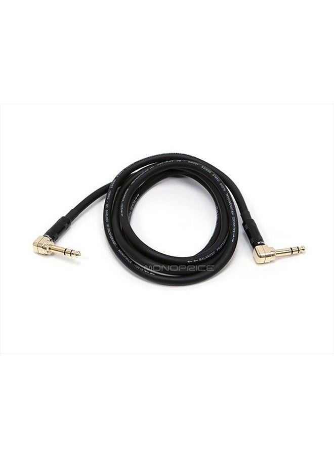 Monoprice 1/4-Inch TRS Right Angle Male to 1/4-Inch TRS Right Angle Male Cable - 6 Feet - Black, 16AWG, Gold Plated - Premier Series  - Image 2