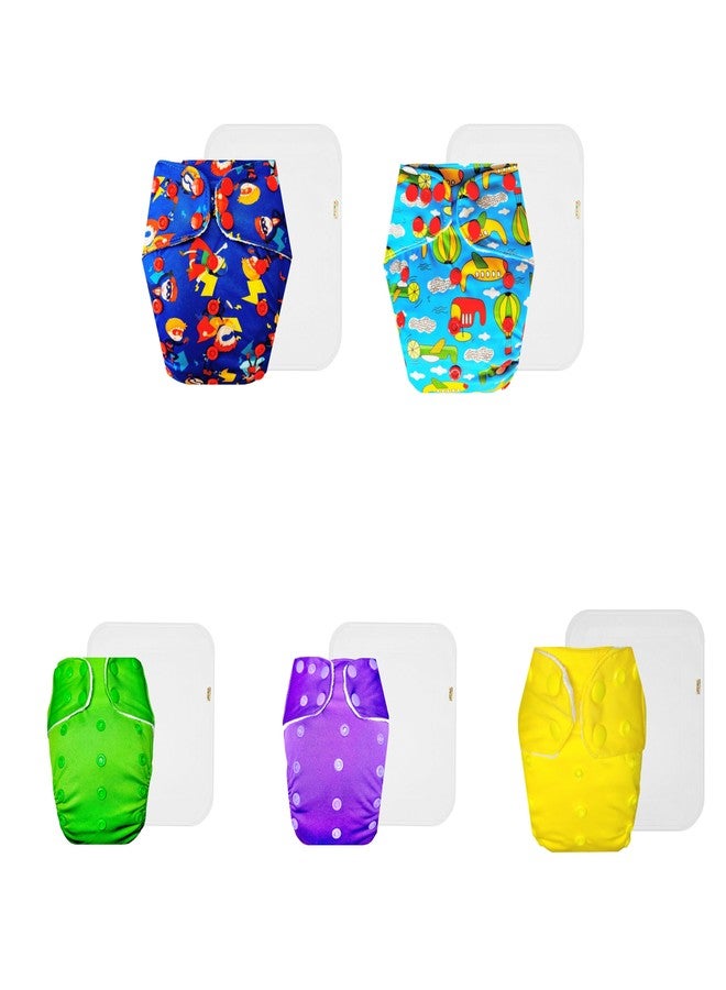 Dumbledo Premium Cloth Diaper with Cotton Insert (Pack of 5) | Dry Feel and Comfortable | Leakproof | Quick Dry | Worry-Free Diapering | 3 Months - 3 Years | Unisex Baby - Image 1