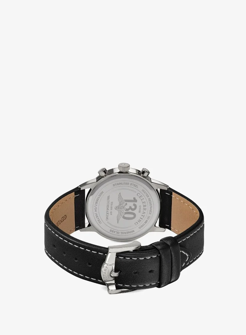 Rotary  Rotary Men's 1895 Stainless Steel Chronograph Black Leather Strap Watch - RGS10067/04 for Men | Best Price UAE