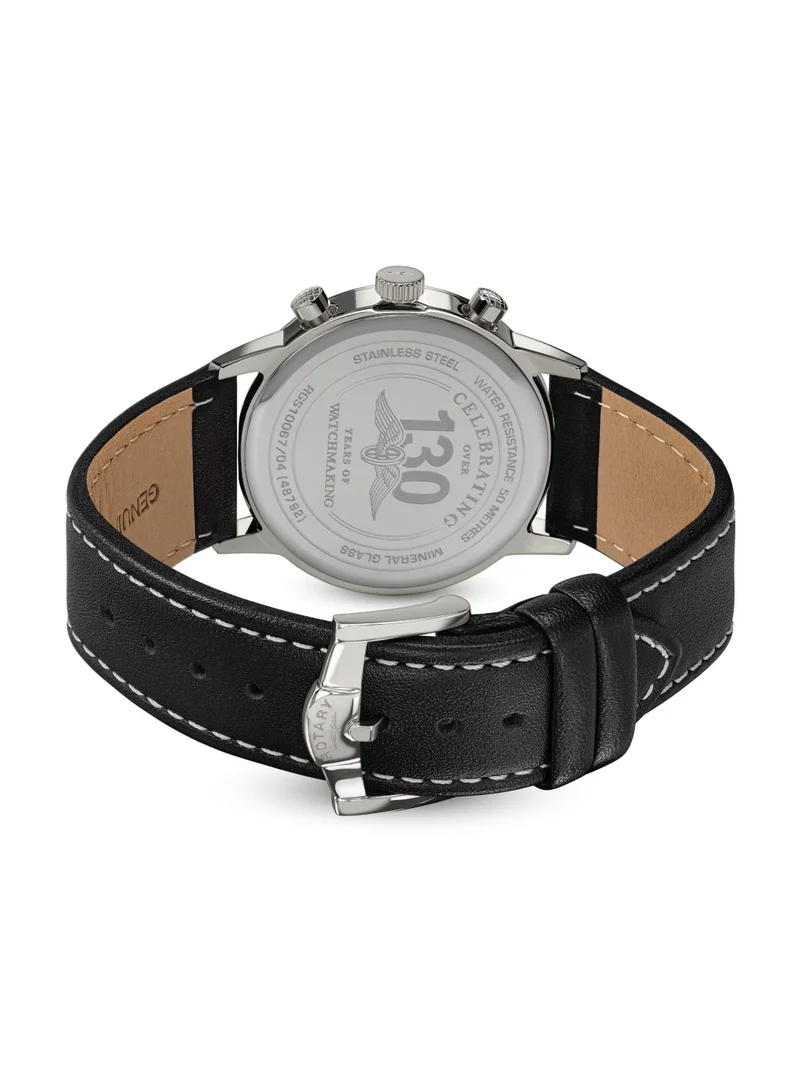 Rotary  Men's 1895 Chronograph Watch, 40 mm, Black Dial, Black Leather Strap for Men | Best Price UAE