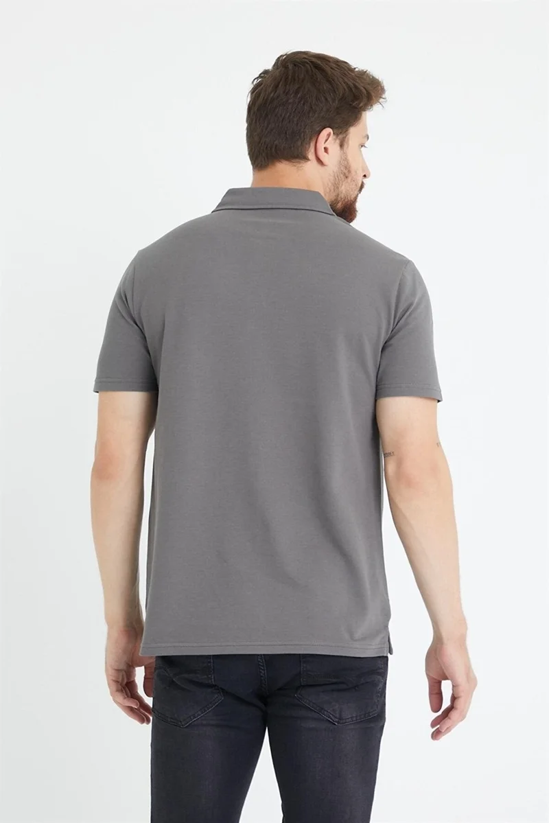Odelon Men's Basic Polo Neck T-Shirt (Regular Fit) Anthracite