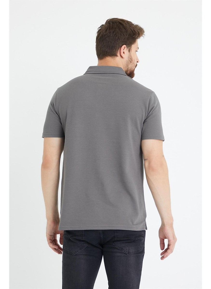 Odelon Men's Basic Polo Neck T-Shirt (Regular Fit) Anthracite  - Image 4