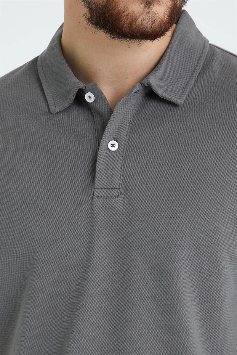 Odelon Men's Basic Polo Neck T-Shirt (Regular Fit) Anthracite