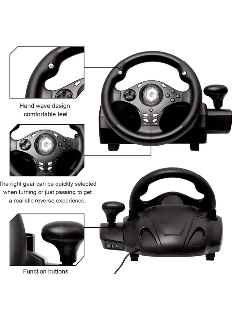 GearZone GearZone Gaming Racing Wheel, Steering Wheel for PC, 270 Degree Driving Force Game Steering Wheel with Responsive Gear and Pedals for PC/PS3/PS4/XBOX ONE/XBOX 360/Nintendo Switch/Android - Image 2