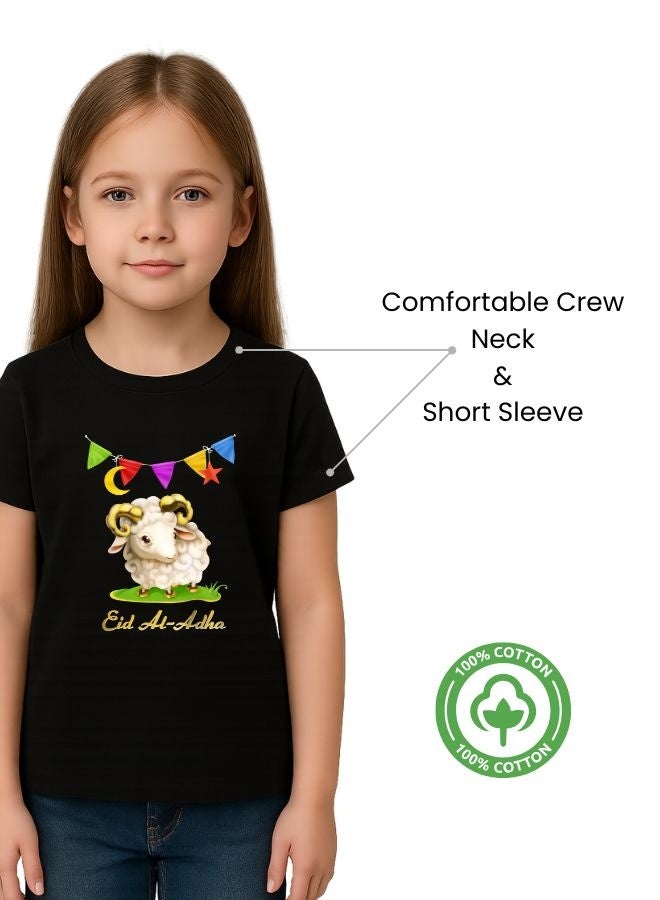 PRINTSHOP4ME Girls Eid Al-Adha Themed Cotton T-Shirt–Round Neck,Short Sleeve,Comfortable Kids Wear For Festive Celebrations  - Image 3