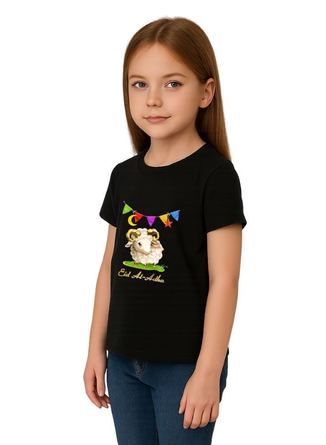 PRINTSHOP4ME Girls Eid Al-Adha Themed Cotton T-Shirt–Round Neck,Short Sleeve,Comfortable Kids Wear For Festive Celebrations  - Image 2