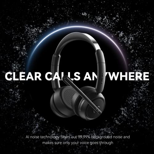 LEVN Wireless Headset with Mic for Work, Bluetooth Headset with Microphone (Noise Cancelling), 65 Hrs Working Time 2.4G Wireless Headphones with Mic for Work/Call Center/PC/Computer/Laptop/Teams/Zoom - Image 2