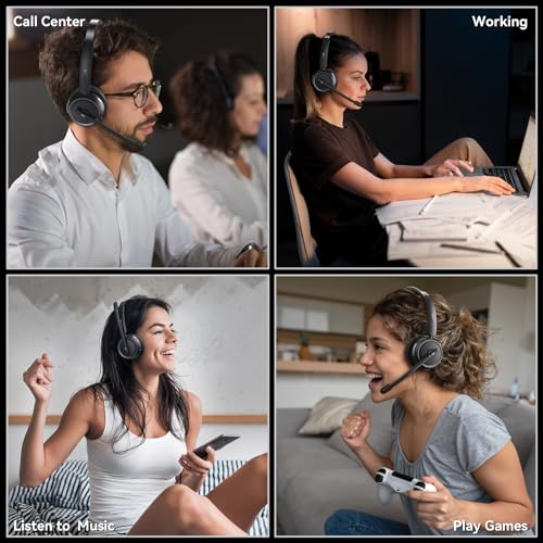 LEVN Wireless Headset with Mic for Work, Bluetooth Headset with Microphone (Noise Cancelling), 65 Hrs Working Time 2.4G Wireless Headphones with Mic for Work/Call Center/PC/Computer/Laptop/Teams/Zoom - Image 5