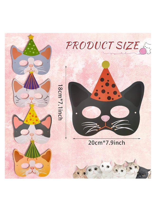 24 Pieces Cat Kitten Party Favor Masks Cat Party Favors Kitty Theme Birthday Decoration for Kids Cat Baby Shower Meow Theme Birthday Party Supplies - Image 3
