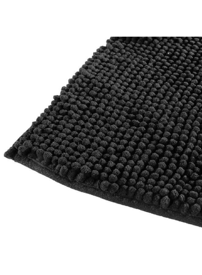 Five Simply Smart Anti-Slip Rectangular Chenille Bath Mat Black 50 x 80 cm 138043J - Image 2
