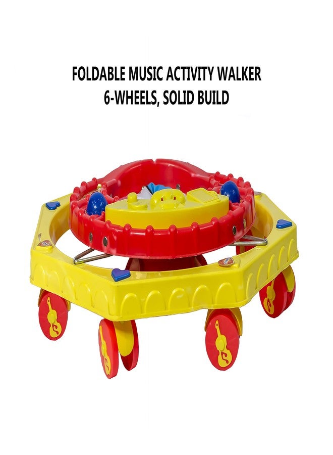 Maanit Lightweight and Transportable Adjustable Supporting Unisex Music Walker for Baby Kids (Color - Yellow) - Image 3