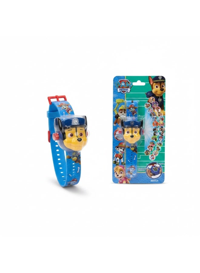 باو بترول ساعة إسقاط ضوئي للأطفال بتصميم PAW Patrol مع سوار أزرق وزر تشغيل – لعبة ترفيهية مناسبة من عمر 3 سنوات فأكثر - Image 1