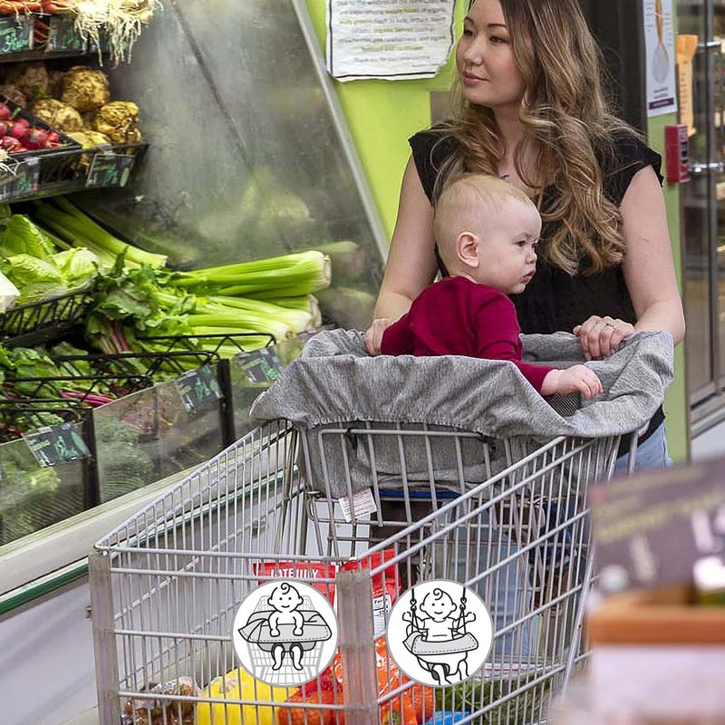 Boppy Compact Shopping Cart Cover  Antibacterial Treated  Gray Heathered With Storage Pouch  Easy-On Stretch Fabric For Single And Wide Shopping Carts And Playground Swings  6-48 Months - Image 3