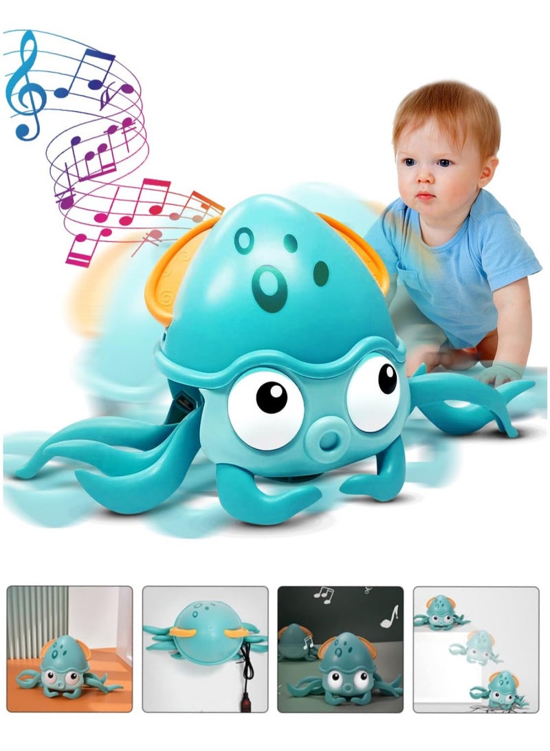 TFIXOL Baby Crawling Toy Musical Octopus Toy, Toddler Interactive Crawling Octopus Toy with Music, LED Light Up and Automatically Avoid Obstacle, Moving Toy for Toddler Babies Boys Girls - Image 1