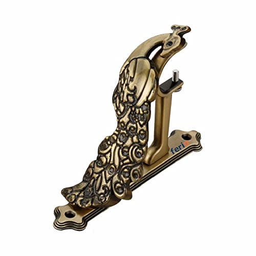 FERIO Styles Zinc Peacock Curtain Brackets/Holder for Door and Window 1 Inch Rod Brass Antique Set of 4 Pcs - Image 2